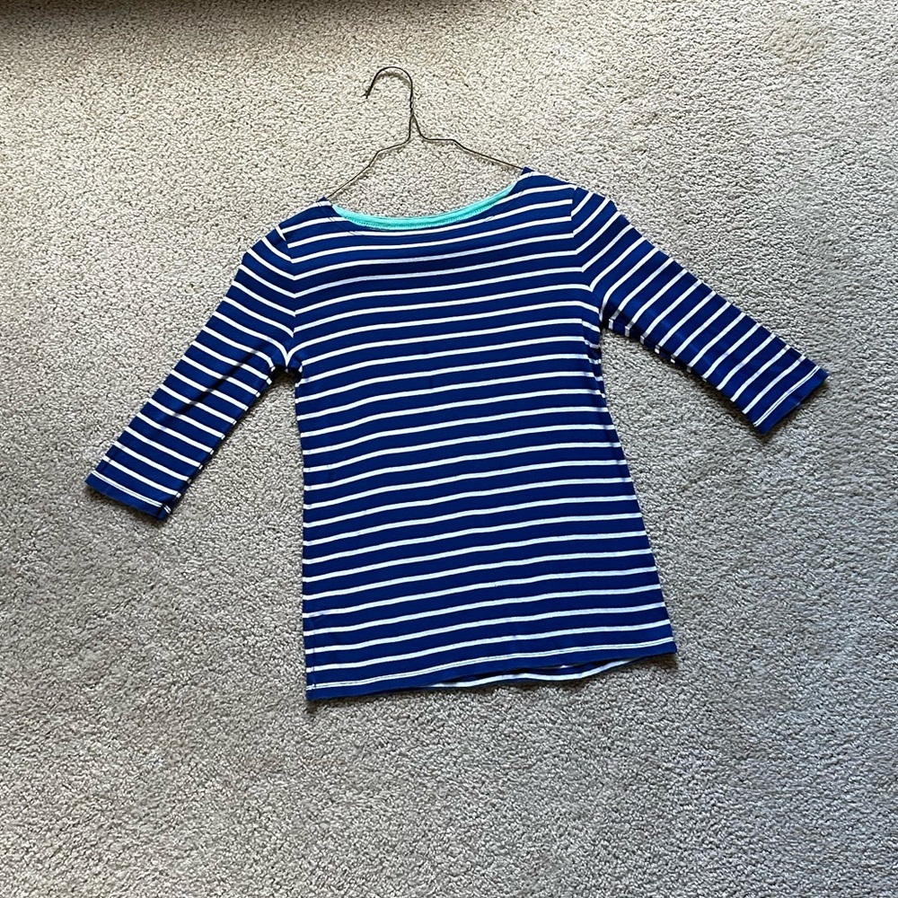 Garnet Hill Kids Navy and White Striped Shirt